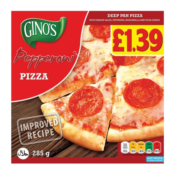 Frozen Pizza Pepperoni Gino's Surya Foods, UK