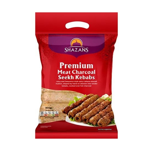 Shazans Premium Meat Charcoal Seekh Kebabs 8x900g( 15 pcs x60gm)