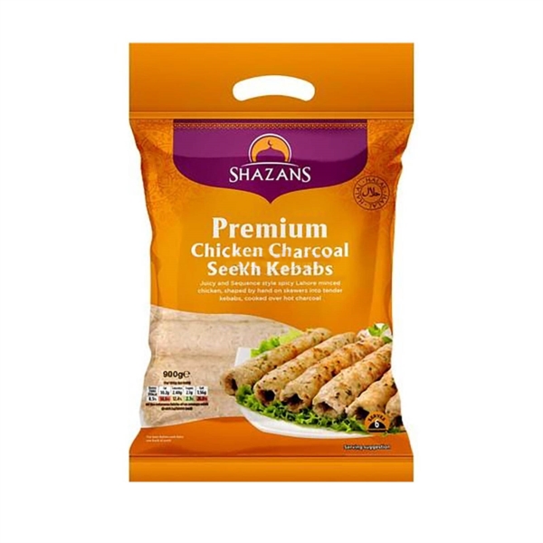 Shazans Premium Chicken Charcoal Seekh Kebabs 8x900g( 15 pcs x60gm)