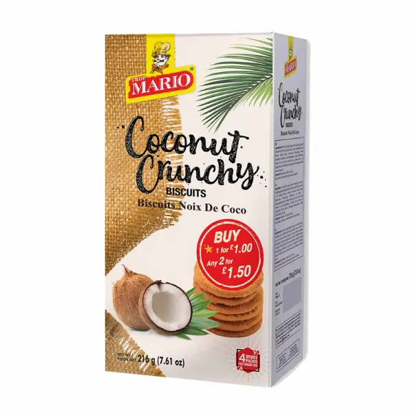 Mario Coconut Crunchy Biscuits 12x216g PMP 2 for £1.50