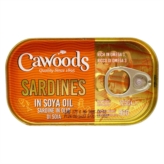 Cawoods sardines in soya oil 50x125g